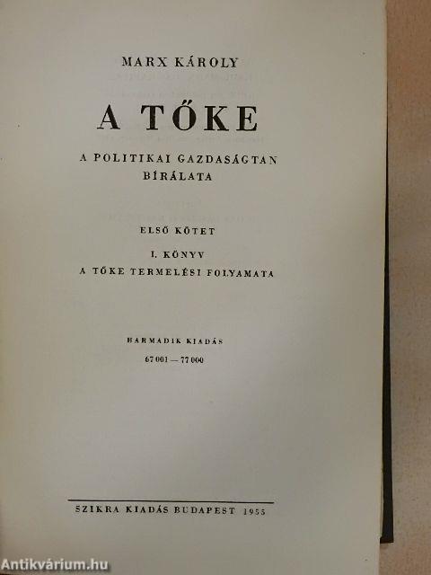 A Tőke I. kötet I. könyv (töredék)