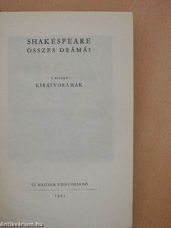 Shakespeare összes drámái I-II.