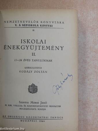 Iskolai énekgyüjtemény II.