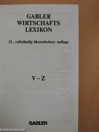 Gabler Wirtschafts Lexikon V-Z (töredék)