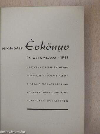 Nyomdász évkönyv és útikalauz 1943