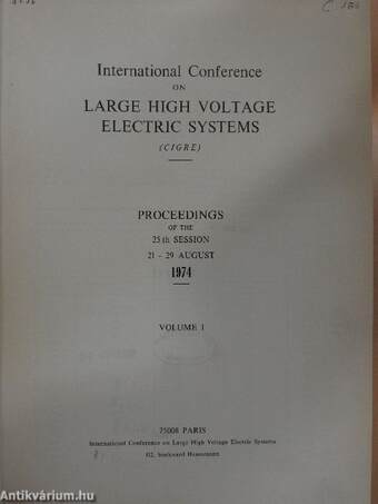 International Conference on Large High Voltage Electric Systems I. (töredék)