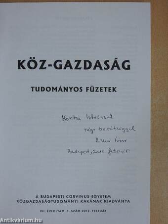 Köz-gazdaság 2012. február (dedikált példány)