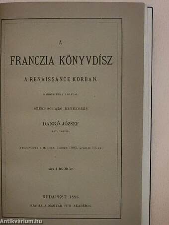 A franczia könyvdísz a renaissance korban