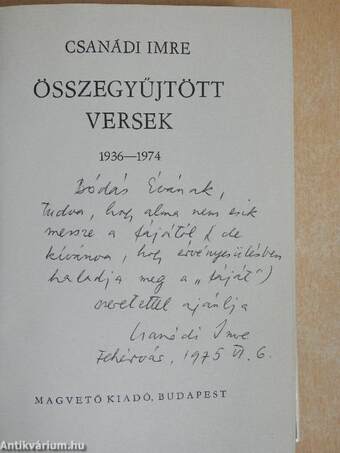 Összegyűjtött versek (dedikált példány)