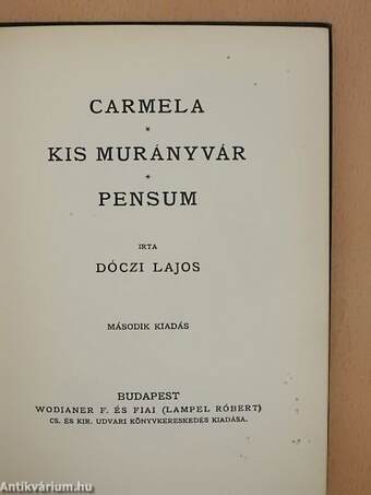 Carmela/Kis Murányvár/Pensum