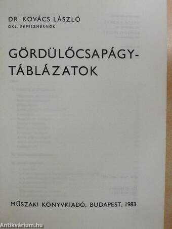 Gördülőcsapágy-táblázatok