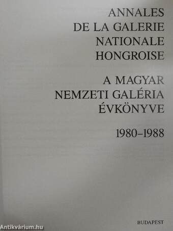 A Magyar Nemzeti Galéria Évkönyve 1980-1988