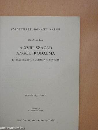 A XVIII. század angol irodalma