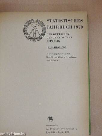 Statistisches Jahrbuch 1970 der Deutschen Demokratischen Republik