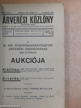 Árverési Közlöny 1932. október