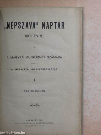 "Népszava" naptár 1901. évre