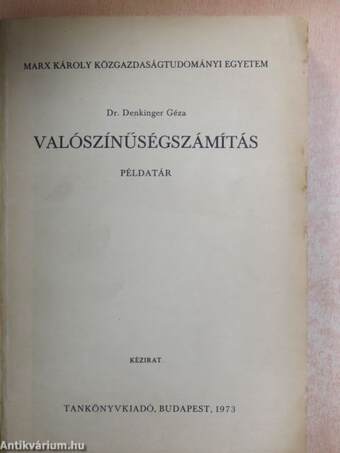 Valószínűségszámítás - Példatár