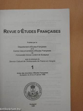 Revue d'Études Françaises 1.