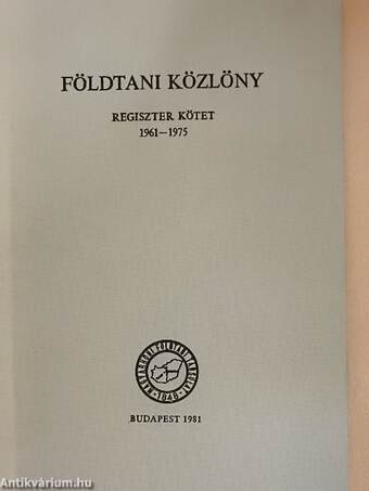 Földtani közlöny regiszter kötet 1961-1975