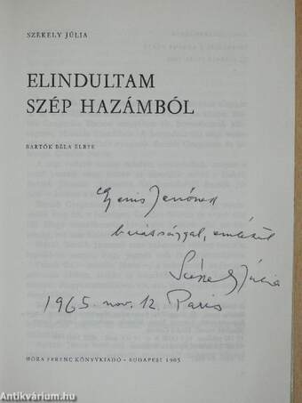 Elindultam szép hazámból (dedikált példány)