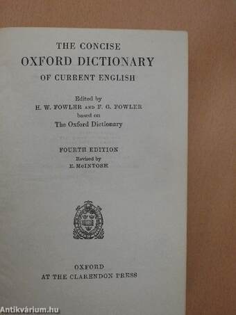 The Concise Oxford Dictionary of Current English