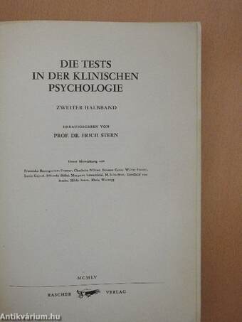 Die Tests in der klinischen Psychologie I/2.