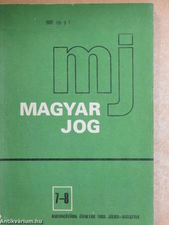 Magyar jog 1988. július-augusztus