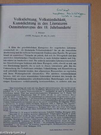 Volksdichtung, Volkstümlichkeit, Kunstdichtung in den Literaturen Ostmitteleuropas des 18. Jahrhunderts (dedikált példány)