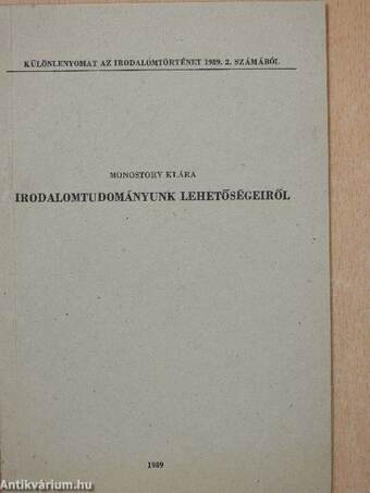 Irodalomtudományunk lehetőségeiről (dedikált példány)