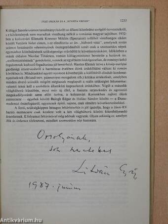 Jászi Oszkár romániai naplójegyzeteiből (dedikált példány)