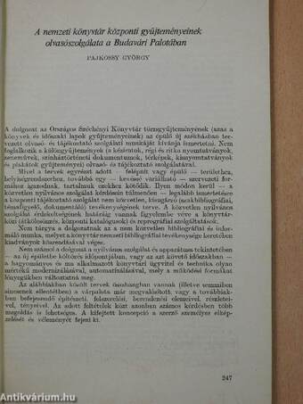 A nemzeti könyvtár központi gyűjteményeinek olvasószolgálata a Budavári Palotában (dedikált példány)