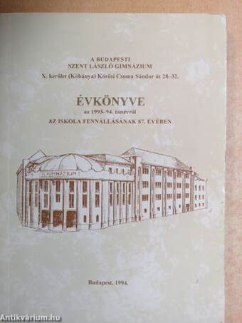 A budapesti Szent László Gimnázium évkönyve az 1993-94. tanévről