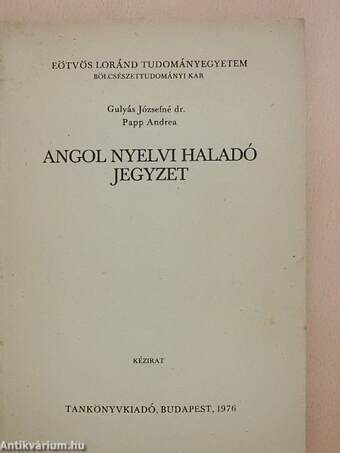 Angol nyelvi haladó jegyzet