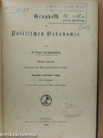 Grundriss der politischen Oekonomie I. (gótbetűs)