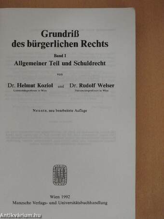 Grundriß des bürgerlichen Rechts I