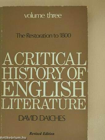 A Critical History of English Literature III.