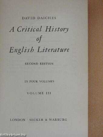 A Critical History of English Literature III.