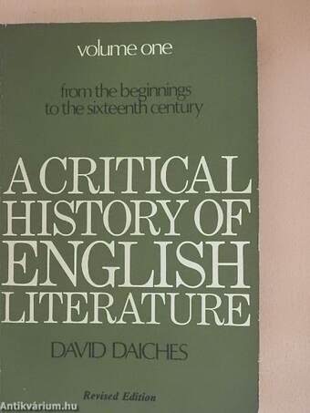 A Critical History of English Literature I.