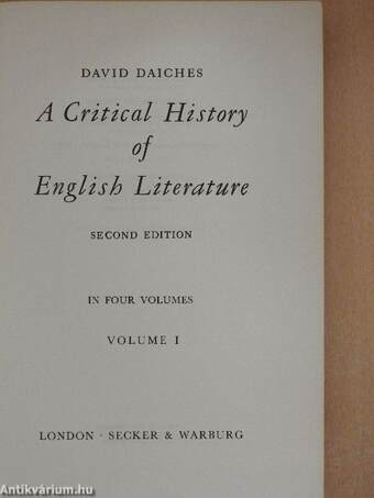 A Critical History of English Literature I.