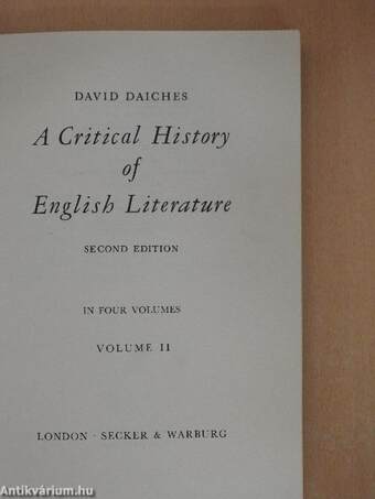 A Critical History of English Literature II.