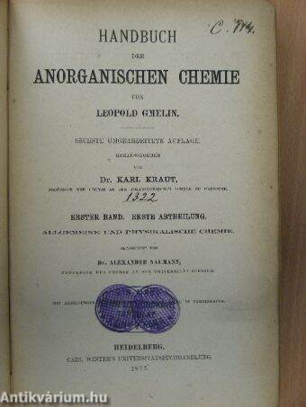 Handbuch der Anorganischen Chemie I/1.