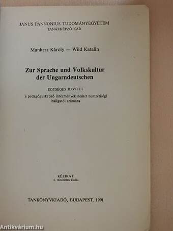 Zur Sprache und Volkskultur der Ungarndeutschen