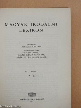 Magyar Irodalmi Lexikon I-III.