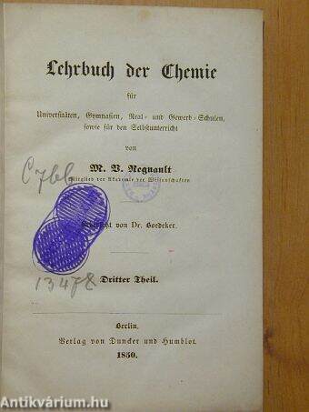 Lehrbuch der Chemie III. (gótbetűs)