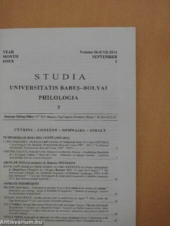 Studia Universitatis Babes-Bolyai Philologia 3/2011