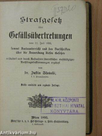 Strafgestz über Gefällsübertretungen vom 11. Juli 1835. (gótbetűs)