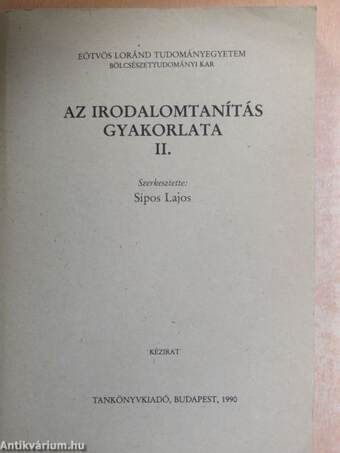 Az irodalomtanítás gyakorlata II.