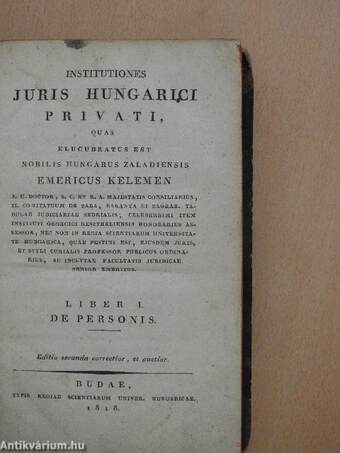 Institutiones juris hungarici privati I.