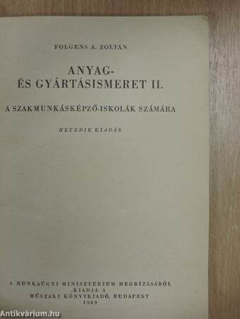 Anyag- és gyártásismeret II.