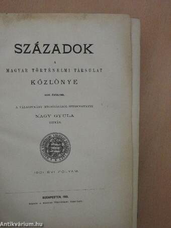 Századok 1901/1-10./A Magyar Történelmi Társulat névkönyve