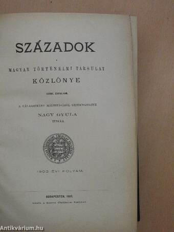 Századok 1903/1-10.