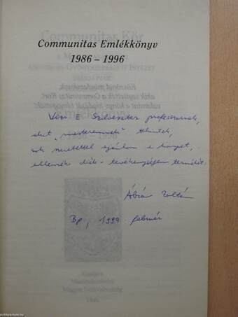 Communitas Emlékkönyv (dedikált példány)