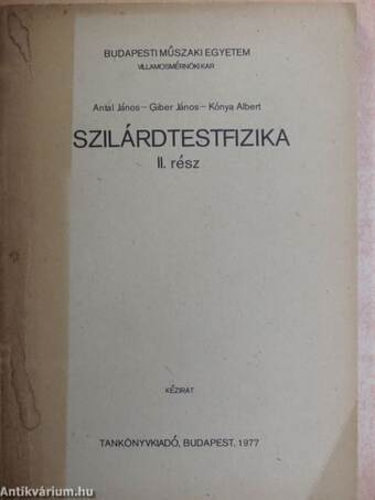 Szilárdtestfizika II.