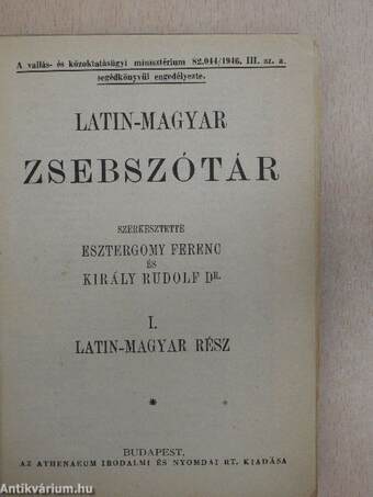 Latin-magyar zsebszótár I.